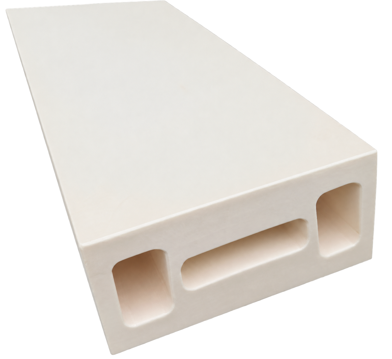 Ceramic guide rail with a hollow rectangular profile