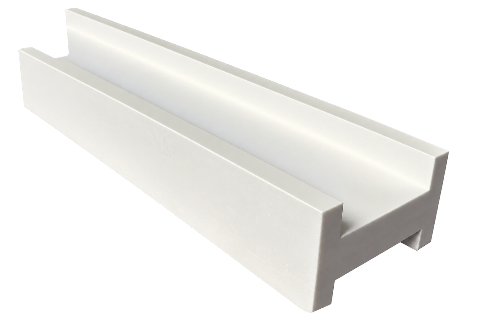 Ceramic guide rail with an open channel profile